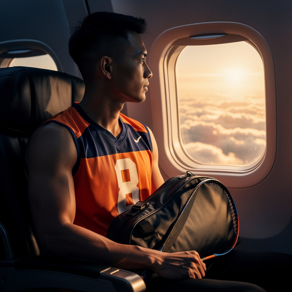 Racket bag on a sunrise flight