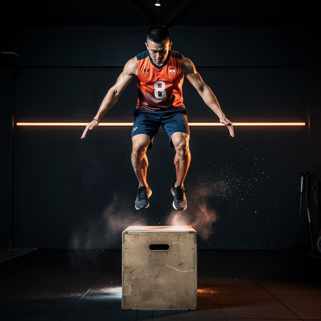 Box jumps in the gym